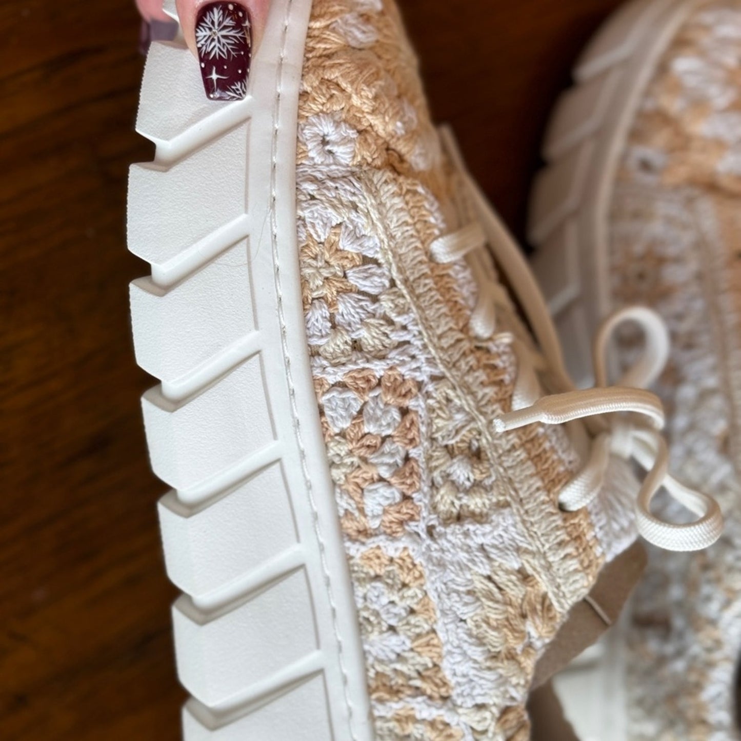 Free People Peach Embroidered Sneakers
