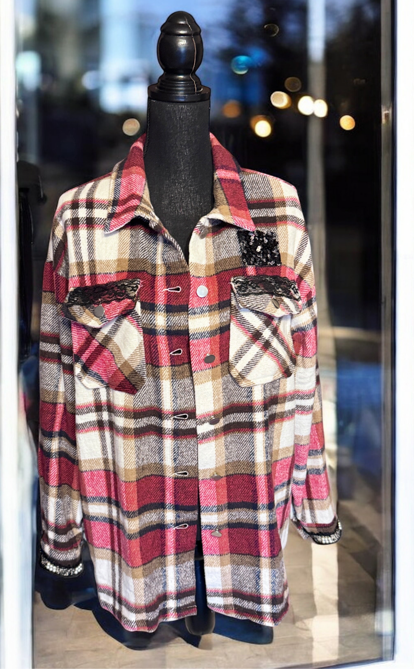 Red Plaid Blind for Love Button Down Flannel