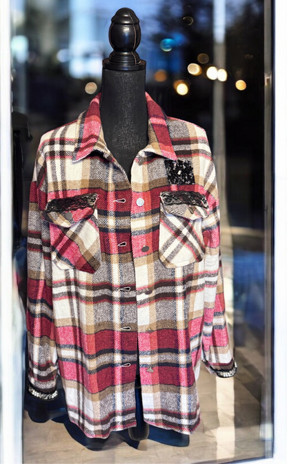 Red Plaid Blind for Love Button Down Flannel