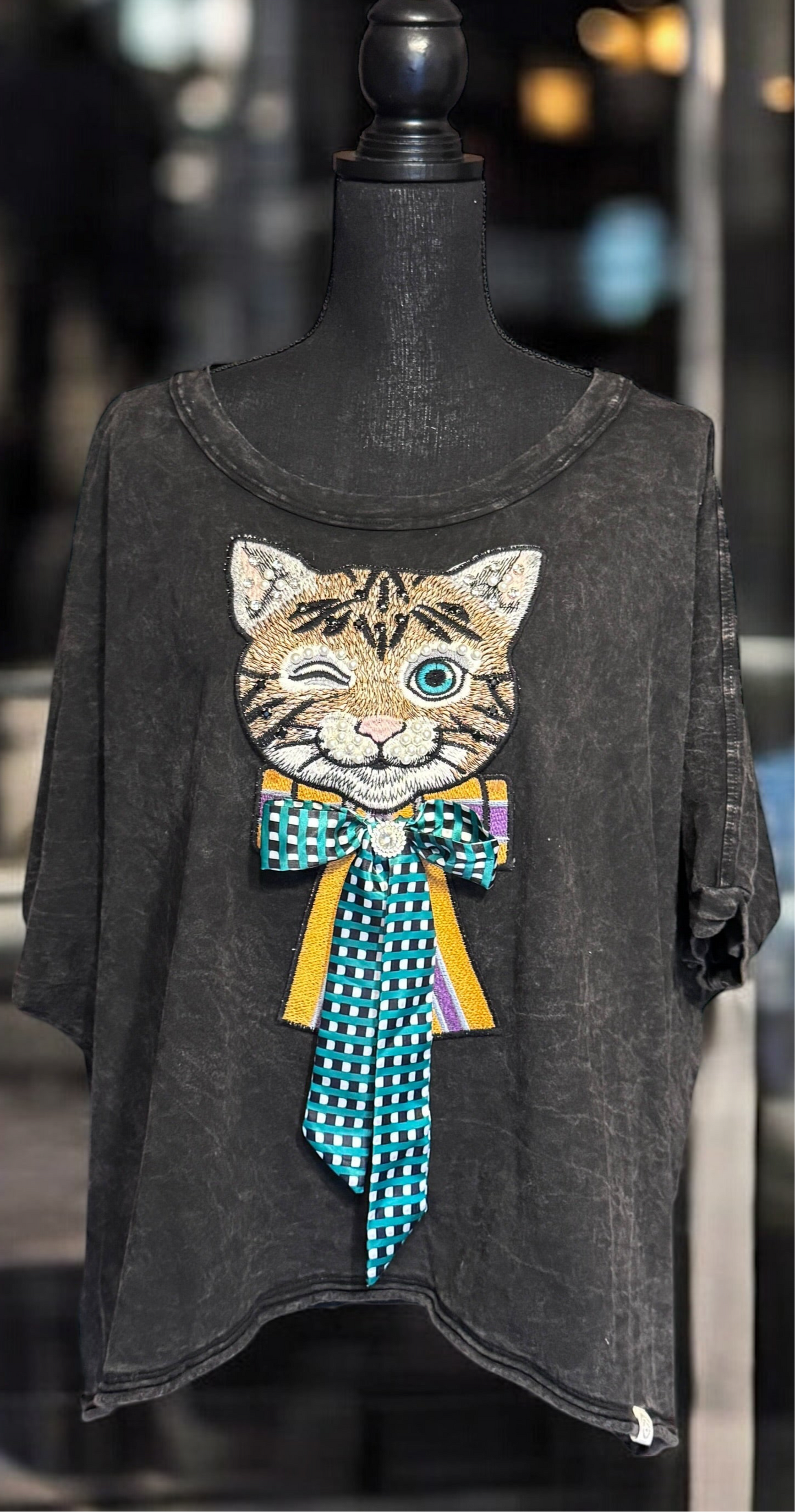 Organic Cotton Shirt with Gucci Cat Patch