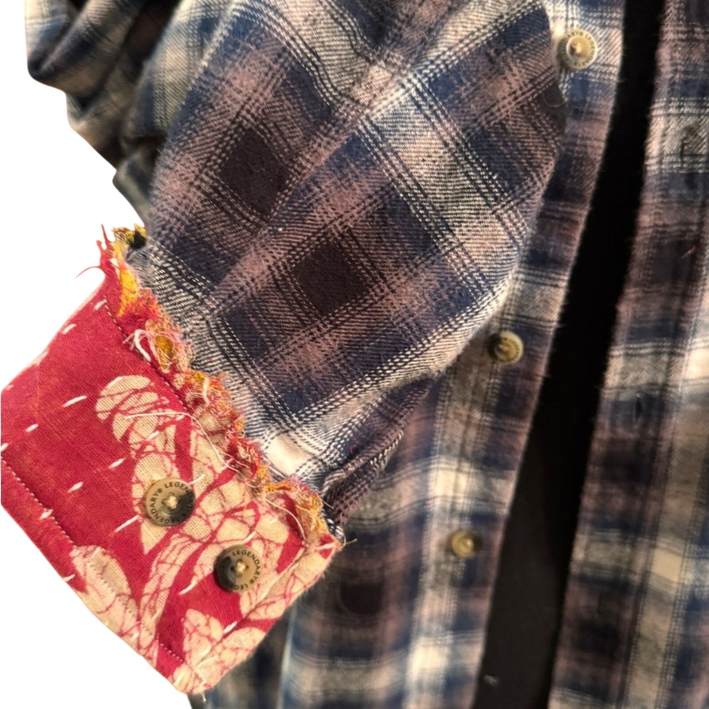 Upcycled Plaid and Kantha Shirt One of a Kind