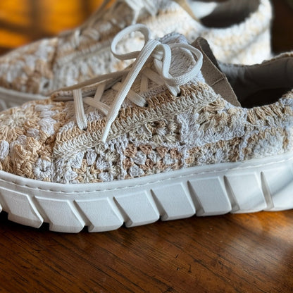 Free People Peach Embroidered Sneakers