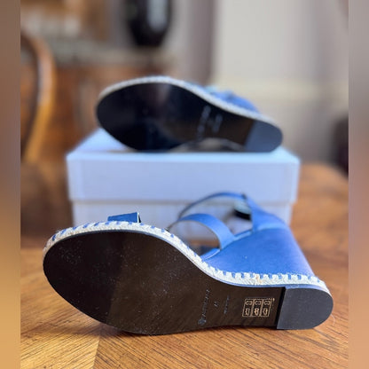 Balenciaga Blue Leather Wedge Sandals