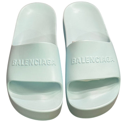 Balenciaga Mint Green Platform Slides