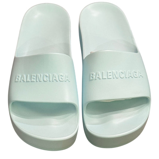 Balenciaga Mint Green Platform Slides