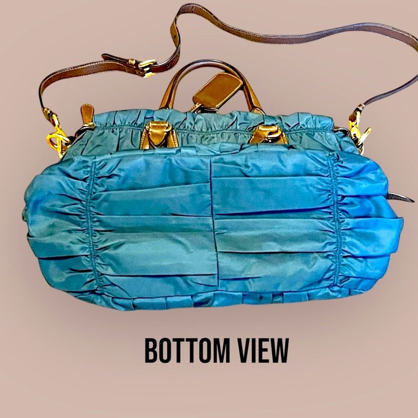 🔥PRADA Gaufre Teal blue Nylon and Leather Bag