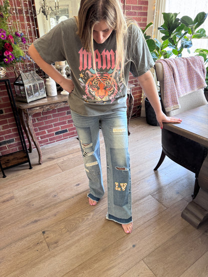 Patchwork Jeans with Embellishments