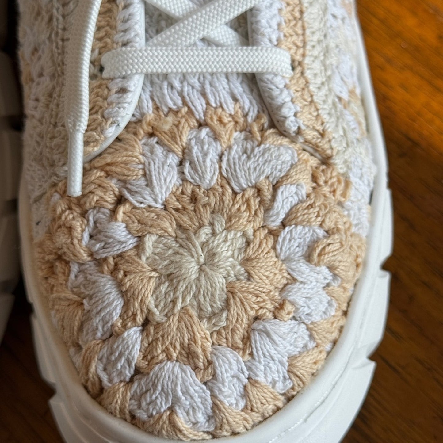 Free People Peach Embroidered Sneakers