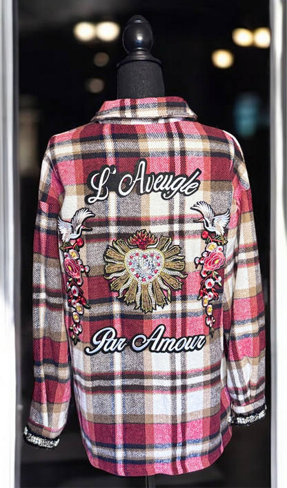 Red Plaid Blind for Love Button Down Flannel