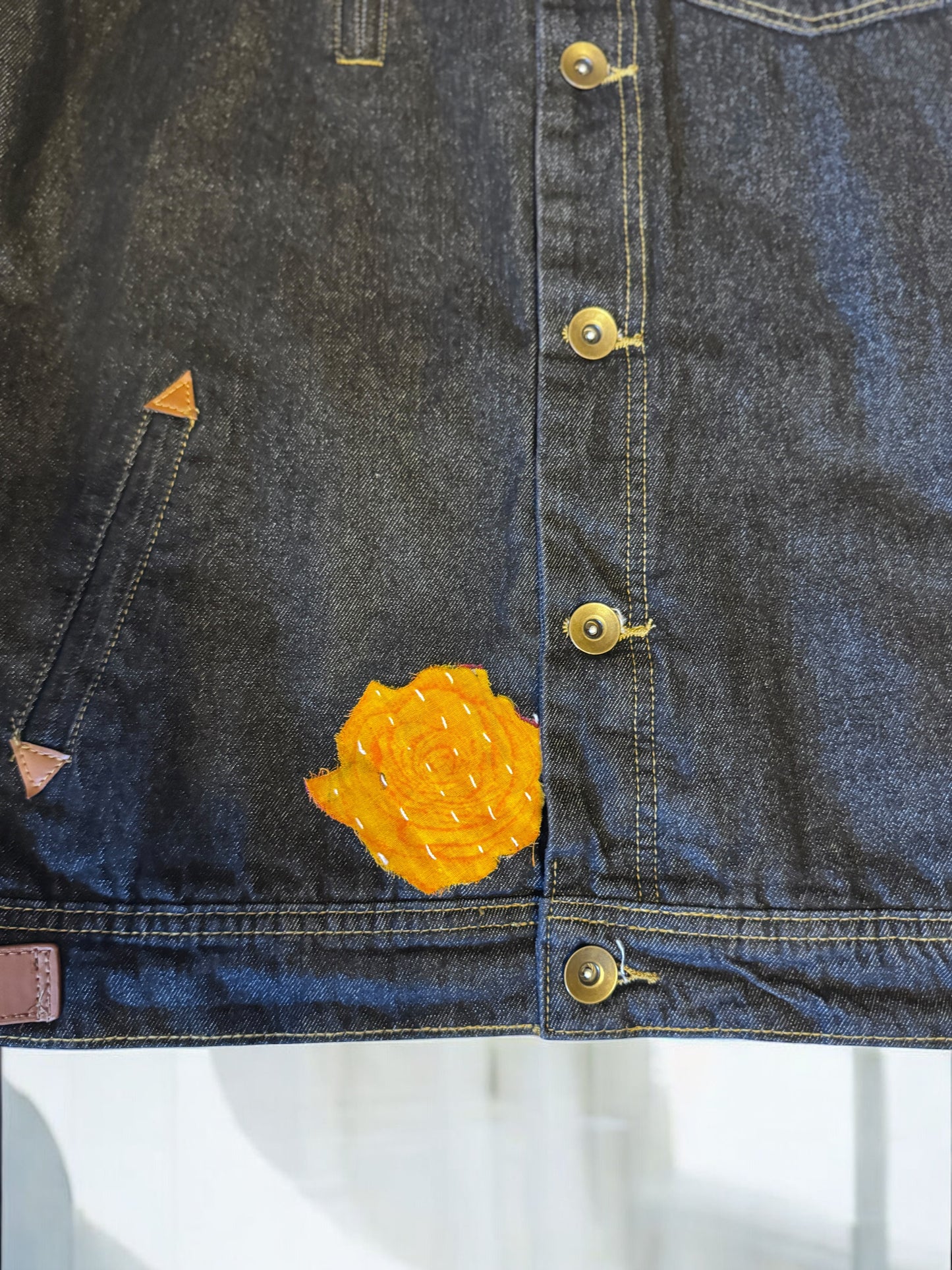 Black Denim Jacket with Gucci-Vibe Patch