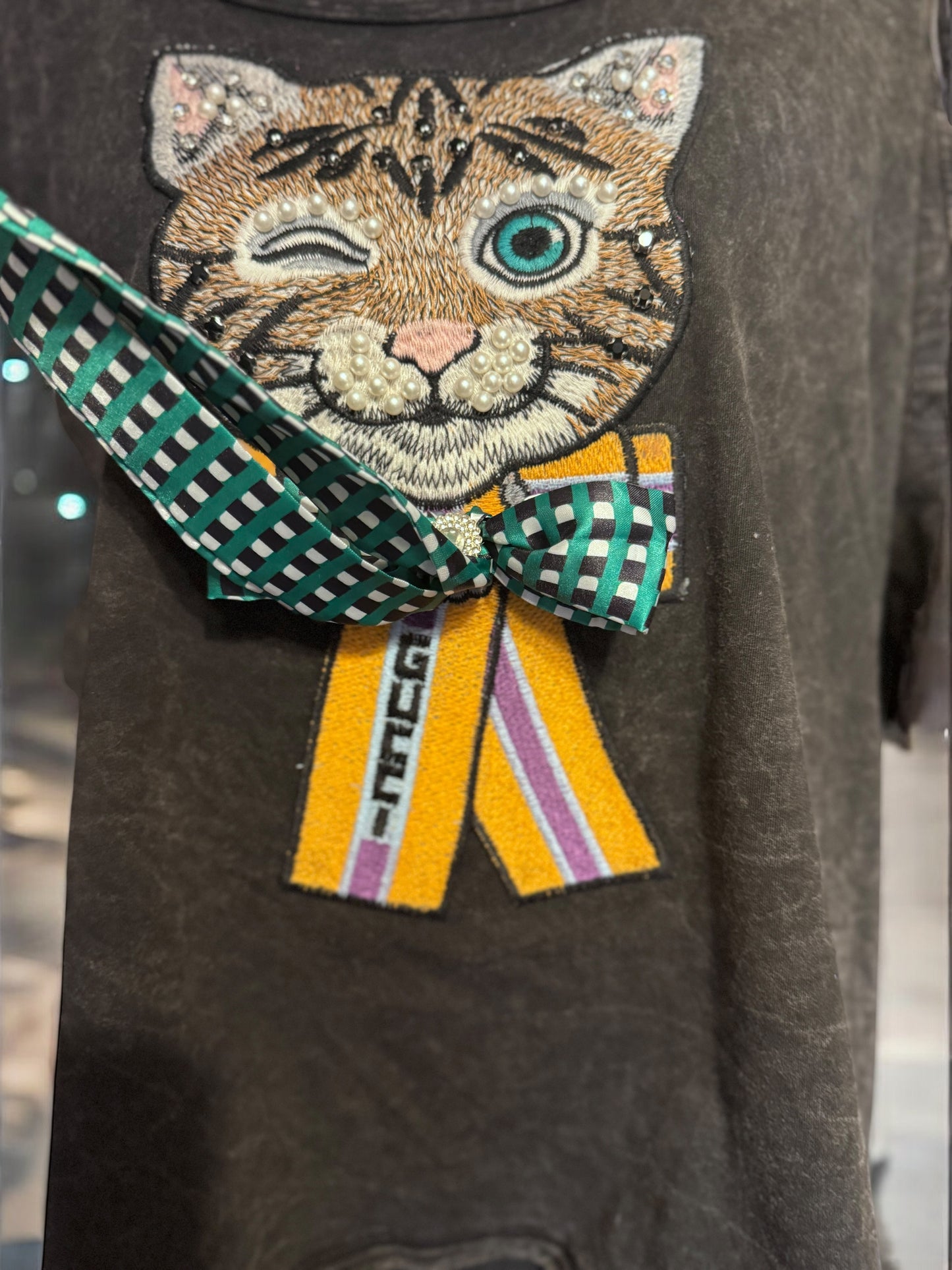 Organic Cotton Shirt with Gucci Cat Patch