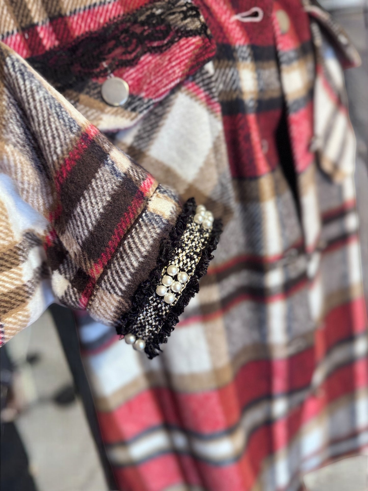 Red Plaid Blind for Love Button Down Flannel