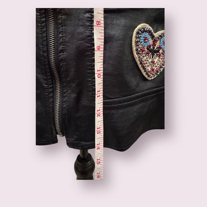 Altar'd State Black Mini Skirt with Heart Patch