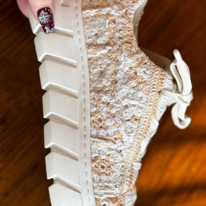 Free People Peach Embroidered Sneakers